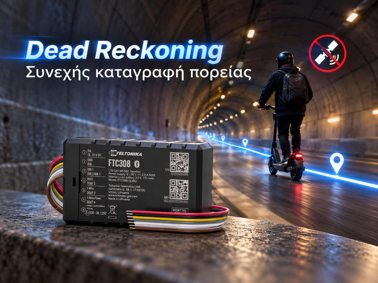 FTC308 4G GPS Tracker E-Mobility με Dead Reckoning